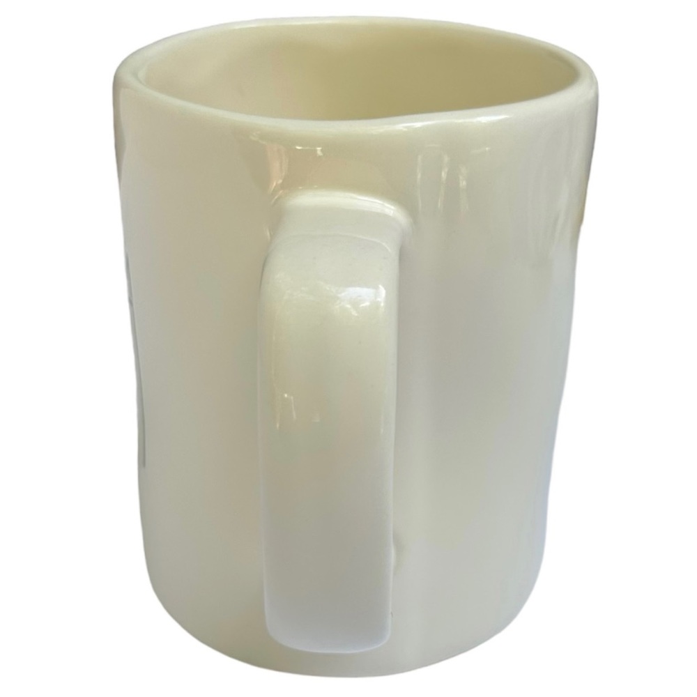 Rae Dunn TEA Mug Ceramic White Black Large Long Letters Dimples NWT 2017 OG - Picture 4 of 13